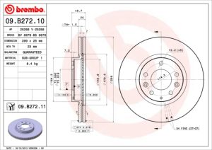 Disc frana MAZDA 6 combi (GH) 2.2 MZR-CD (GH10) diesel 125 cai BREMBO 09.B272.10