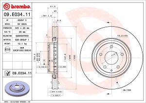 Disc frana MAZDA 6 combi (GJ, GL) 2.2 D AWD diesel 150 cai BREMBO 09.E034.11