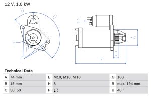Electromotor MAZDA 3 limuzina (BK) 2.0 (BKEP) benzina 150 cai BOSCH 0 986 023 920