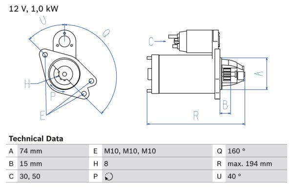Electromotor MAZDA 3 limuzina (BK) 2.0 (BKEP) benzina 150 cai BOSCH 0 986 023 920