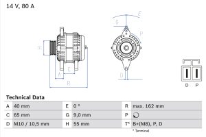 Alternator MAZDA 323 S VI limuzina (BJ) 1.8 Protege (BJ10M) benzina 125 cai BOSCH 0 986 042 911