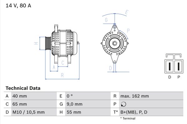 Alternator MAZDA 323 F VI hatchback (BJ) 1.8 Astina (BJ10P) benzina 125 cai BOSCH 0 986 042 911