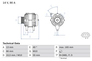 Alternator MAZDA 2 (DE_, DH_) 1.3 (DE3FS) benzina 75 cai BOSCH 0 986 082 430