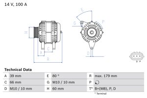 Alternator MAZDA 5 (CR) 2.0 CD (CR19) diesel 110 cai BOSCH 0 986 083 970