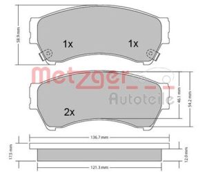 Placute frana MAZDA 6 combi (GH) 2.5 MZR (GH5FW) benzina 170 cai METZGER 1170270