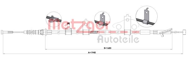 Cablu frana de parcare MAZDA 6 combi (GJ, GL) 2.2 D (GJ2FW, GJ1021, GJ1022, GL1021) diesel 175 cai METZGER 1.MA006