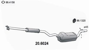 Toba esapamet intermediara MAZDA 3 (BK) 1.6 (BK14) benzina 105 cai ASSO 20.6024