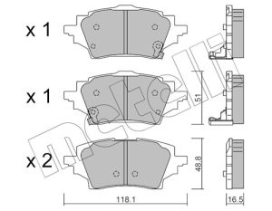 Placute frana MAZDA 2 hatchback (KB) 1.5 Hybrid (KBAC3X) benzina/elector 116 cai METELLI 22-1228-0