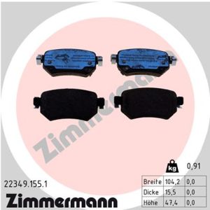 Placute frana MAZDA 6 combi (GJ, GL) 2.2 D (GJ2FW, GJ1021, GJ1022, GL1021) diesel 175 cai ZIMMERMANN 22349.155.1