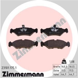 Placute frana MAZDA 121 III (JASM, JBSM) 1.25 benzina 75 cai ZIMMERMANN 23101.175.1