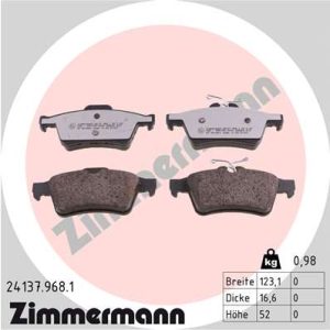 Placute frana MAZDA 3 (BL) 2.2 MZR CD (BL10) diesel 185 cai ZIMMERMANN 24137.968.1