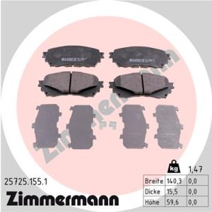 Placute frana MAZDA 6 limuzina (GJ, GL) 2.5 (GJ5FP, GL1032, GL1033) benzina 192 cai ZIMMERMANN 25725.155.1