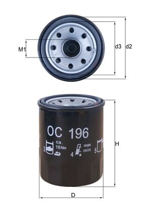 Filtru ulei MAZDA 616 (SNA) 1.6 benzina 75 cai MAHLE ORIGINAL OC 196