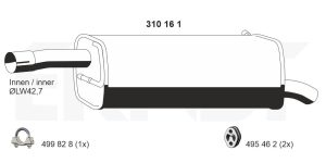 Toba esapament finala MAZDA 2 (DY) 1.2 (DY3W) benzina 75 cai ERNST 310161