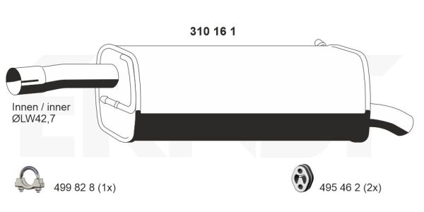 Toba esapament finala MAZDA 2 (DY) 1.2 (DY3W) benzina 75 cai ERNST 310161