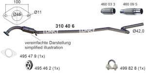 Racord evacuare MAZDA 2 (DY) 1.2 (DY3W) benzina 75 cai ERNST 310406