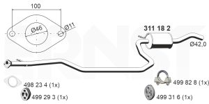Toba esapamet intermediara MAZDA 121 III (JASM, JBSM) 1.25 benzina 75 cai ERNST 311182