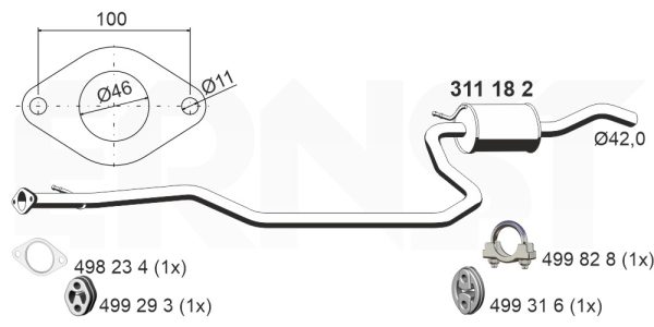 Toba esapamet intermediara MAZDA 121 III (JASM, JBSM) 1.3 benzina 50 cai ERNST 311182