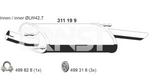 Toba esapament finala MAZDA 121 III (JASM, JBSM) 1.3 benzina 50 cai ERNST 311199