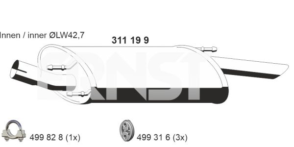Toba esapament finala MAZDA 121 III (JASM, JBSM) 1.3 benzina 50 cai ERNST 311199