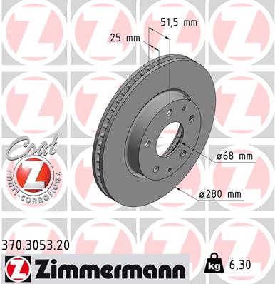 Disc frana MAZDA 3 (BM, BN) 1.5 D (BMLFS, BM4, BN4) diesel 105 cai ZIMMERMANN 370.3053.20