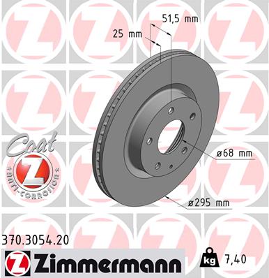 Disc frana MAZDA 3 limuzina (BM_, BN_) 2.0 benzina 165 cai ZIMMERMANN 370.3054.20