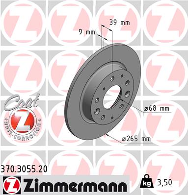 Disc frana MAZDA 3 (BM, BN) 1.5 D (BMLFS, BM4, BN4) diesel 105 cai ZIMMERMANN 370.3055.20