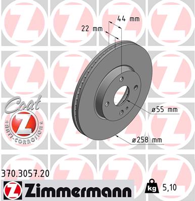 Disc frana MAZDA 2 hatchback (DL, DJ) 1.5 SKYACTIV-G benzina 90 cai ZIMMERMANN 370.3057.20