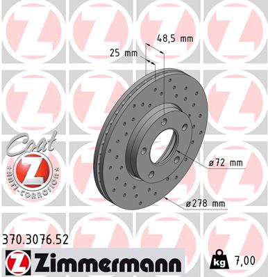 Disc frana MAZDA 3 (BL) 1.6 MZR (BL14) benzina 105 cai ZIMMERMANN 370.3076.52