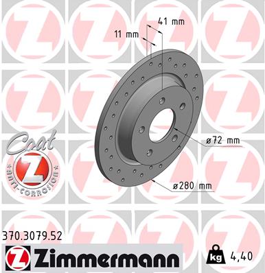Disc frana MAZDA 5 (CW) 1.8 MZR benzina 116 cai ZIMMERMANN 370.3079.52