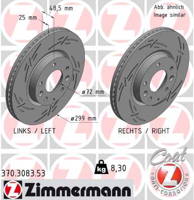Disc frana MAZDA 6 combi (GH) 2.2 MZR-CD (GH10) diesel 125 cai ZIMMERMANN 370.3083.53