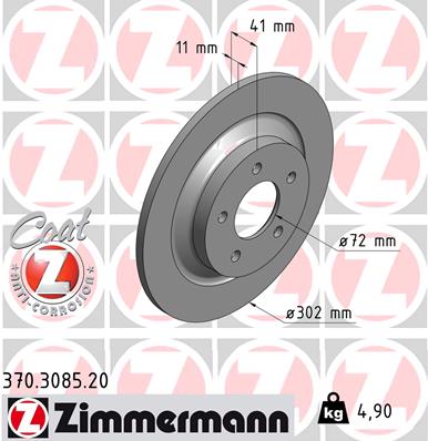 Disc frana MAZDA 5 (CW) 1.8 MZR benzina 116 cai ZIMMERMANN 370.3085.20