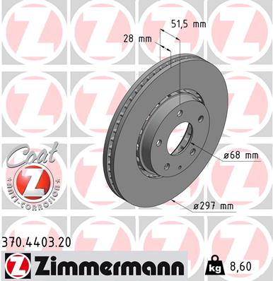 Disc frana MAZDA 6 combi (GJ, GL) 2.2 D (GJ2FW, GJ1021, GJ1022, GL1021) diesel 175 cai ZIMMERMANN 370.4403.20