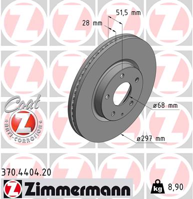 Disc frana MAZDA 6 combi (GJ, GL) 2.2 D (GJ2FW, GJ692) diesel 175 cai ZIMMERMANN 370.4404.20