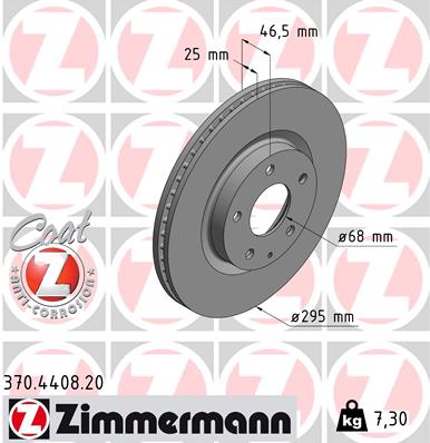 Disc frana MAZDA 3 hatchback (BP) 2.0 SKYACTIV-G M Hybrid benzina/elector 150 cai ZIMMERMANN 370.4408.20