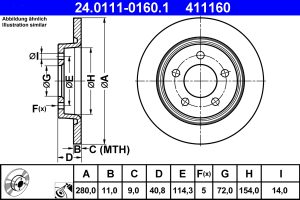 Disc frana MAZDA 3 limuzina (BL) 2.2 MZR CD (BL10) diesel 150 cai ATE 24.0111-0160.1