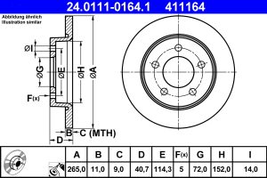 Disc frana MAZDA 3 limuzina (BL) 1.6 MZR (BL12) benzina 105 cai ATE 24.0111-0164.1