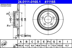 Disc frana MAZDA 5 (CW) 1.8 MZR benzina 116 cai ATE 24.0111-0165.1