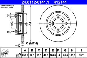 Disc frana MAZDA 121 III (JASM, JBSM) 1.8 TD diesel 75 cai ATE 24.0112-0141.1