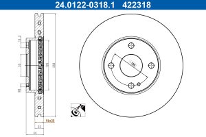 Disc frana MAZDA 2 hatchback (DL, DJ) 1.5 E-SKYACTIV G benzina/elector 115 cai ATE 24.0122-0318.1