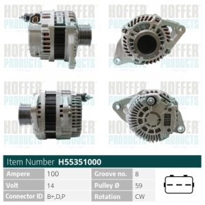Alternator MAZDA 3 (BL) 2.2 MZR CD (BL10) diesel 150 cai HOFFER H55351000