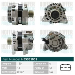 Alternator MAZDA 3 (BM, BN) 2.2 D diesel 150 cai HOFFER H55351001