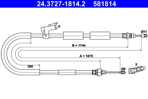Cablu frana de parcare MAZDA 3 (BK) 1.6 (BK14) benzina 105 cai ATE 24.3727-1814.2