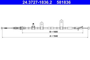 Cablu frana de parcare MAZDA 6 limuzina (GJ, GL) 2.2 D (GJ2FP, GJ1021, GJ1022, GL1021) diesel 175 cai ATE 24.3727-1836.2