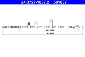 Cablu frana de parcare MAZDA 6 combi (GJ, GL) 2.2 D (GJ2FW, GJ1021, GJ1022, GL1021) diesel 175 cai ATE 24.3727-1837.2