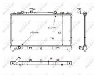 Radiator racire motor MAZDA 6 Hatchback (GH) 2.2 MZR-CD (GH10) diesel 185 cai NRF 58381
