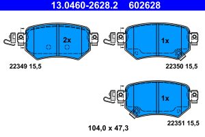 Placute frana MAZDA 6 combi (GJ, GL) 2.2 D (GJ2FW, GJ1021, GJ1022, GL1021) diesel 175 cai ATE 13.0460-2628.2