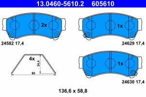 Placute frana MAZDA 6 limuzina (GH) 2.2 MZR-CD (GH10) diesel 125 cai ATE 13.0460-5610.2