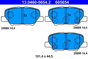 Placute frana MAZDA 6 limuzina (GJ, GL) 2.2 D (GJ2FP, GJ1021, GJ1022, GL1021) diesel 175 cai ATE 13.0460-5654.2