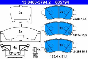 Placute frana MAZDA 2 (DE_, DH_) 1.3 BiFuel Benzina/Autogaz (GPL) 75 cai ATE 13.0460-5794.2